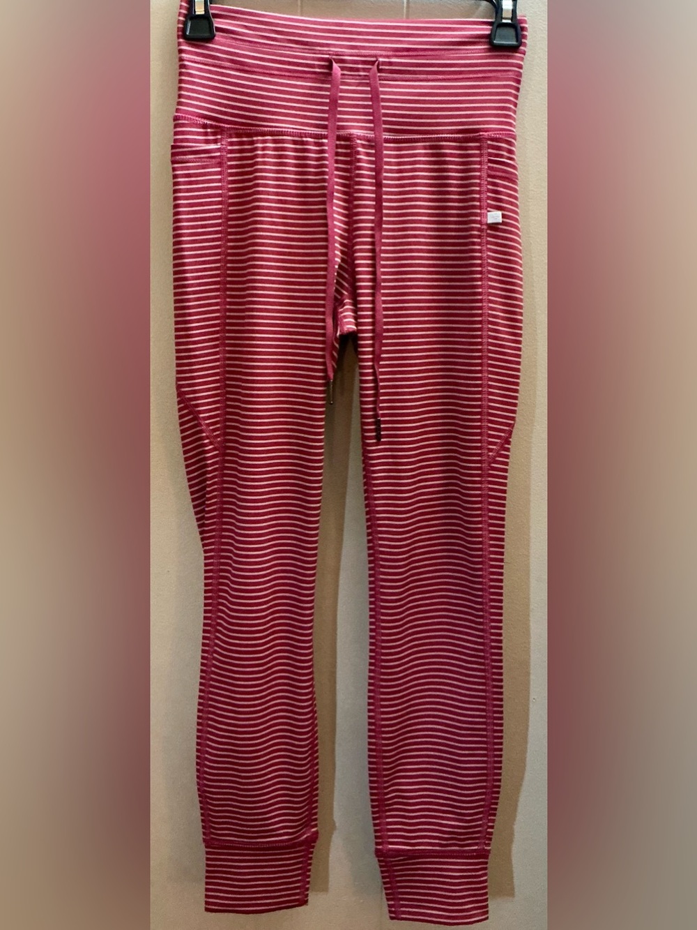 HALARA Red & White Striped Leggings with Drawstring Waist - Picture 1 of 3